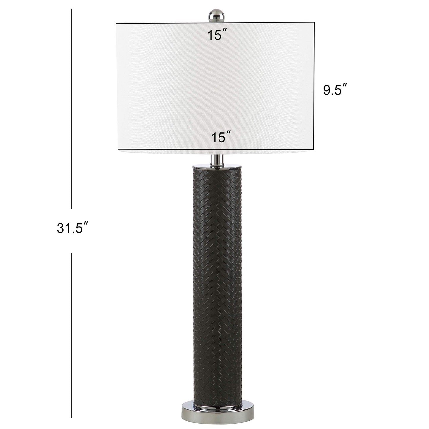 SAFAVIEH Desk Lamp Set of 2, Modern Grey Faux Woven Leather, 32-inch, LED Bulbs Included, Model LIT4404J-SET2