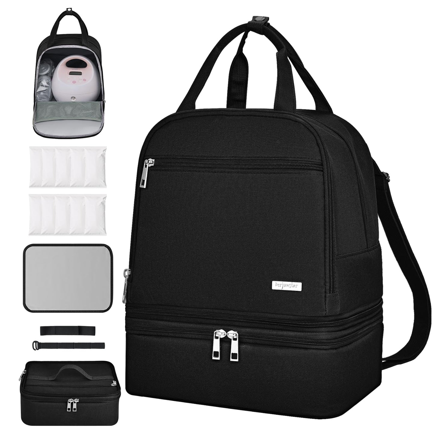 Spectra Pump Bag, Pumping Bag with Cooler for for Working Moms and Travel, Portable Carrying Case for Breastmilk Storage, Fit for Spectra S1/S2,Black