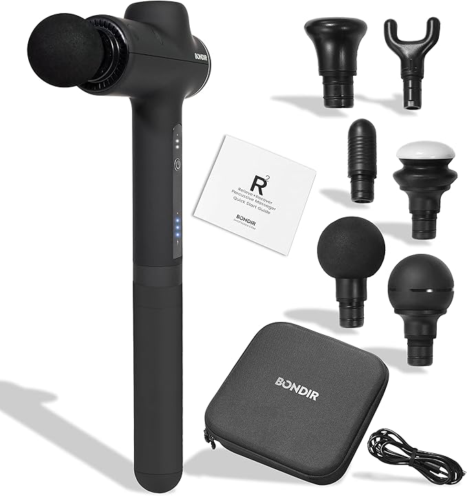 BONDIR R2 Massage Gun - Percussion Deep Tissue Back Massager with Extension Handle
