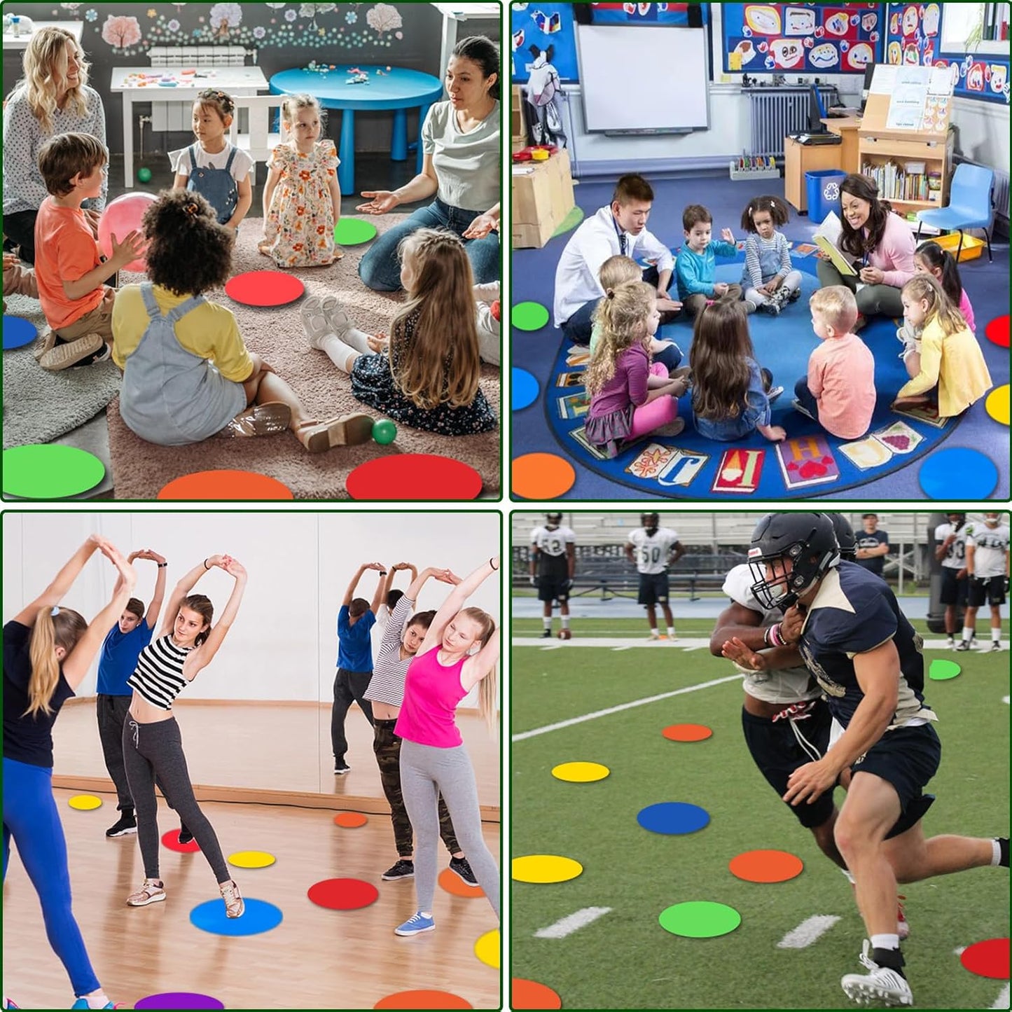 Poly Spot Markers 9 inch Non-Slip Rubber Agility Markers Flat Field Cones Floor Dots for Football, Soccer, Basketball Training Markers, School Activities, Exercise Drills, Social Distancing