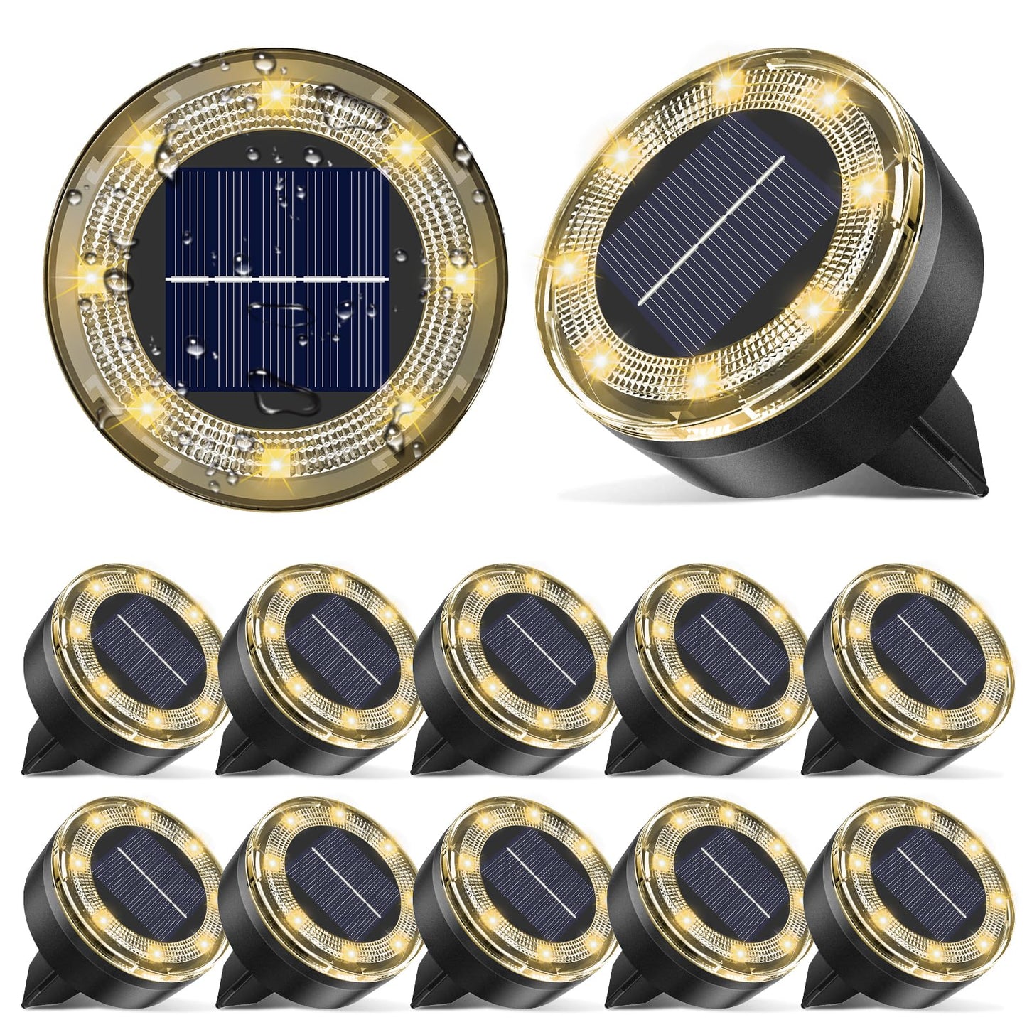 Vighep Mini Solar Ground Lights  12 Pack Solar Lights Outdoor Waterproof  Upgraded Led Flat Landscape Lighting For Outside Pathway Garden Patio Yard Driveway Warm White