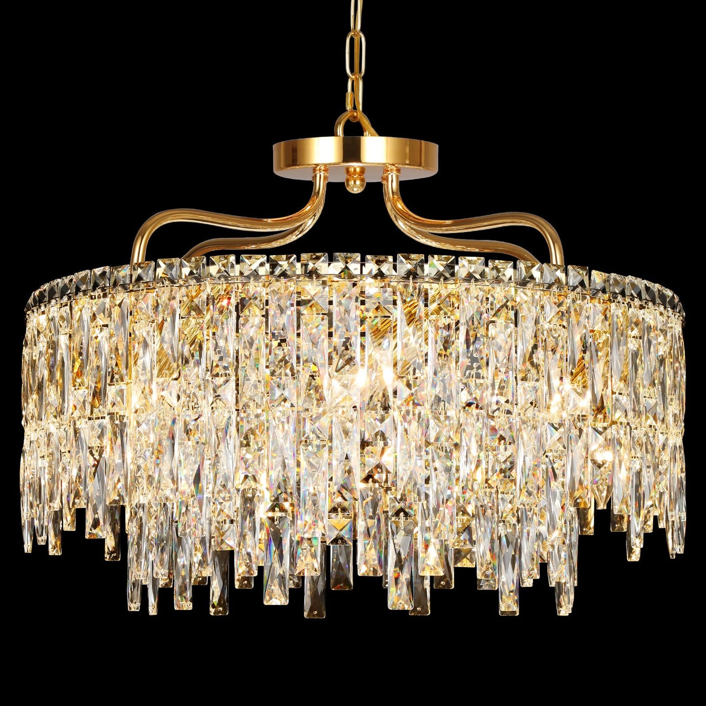 Nisidun Gold Crystal Chandeliers For Dining Room Light Fixture  24 Modern Round Chandeliers 8 Lights stylish Ceiling Pendant Ceiling Lighting For Dining Room Bedroom Entryway Foyer Staircase