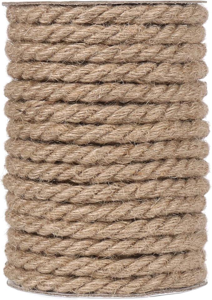 Tenn Well 10mm Jute Rope, 50 Feet 3/8 inch Heavy Duty and Thick Twine Decorative Rope for Crafting, Cat Scratch Post, Gard...