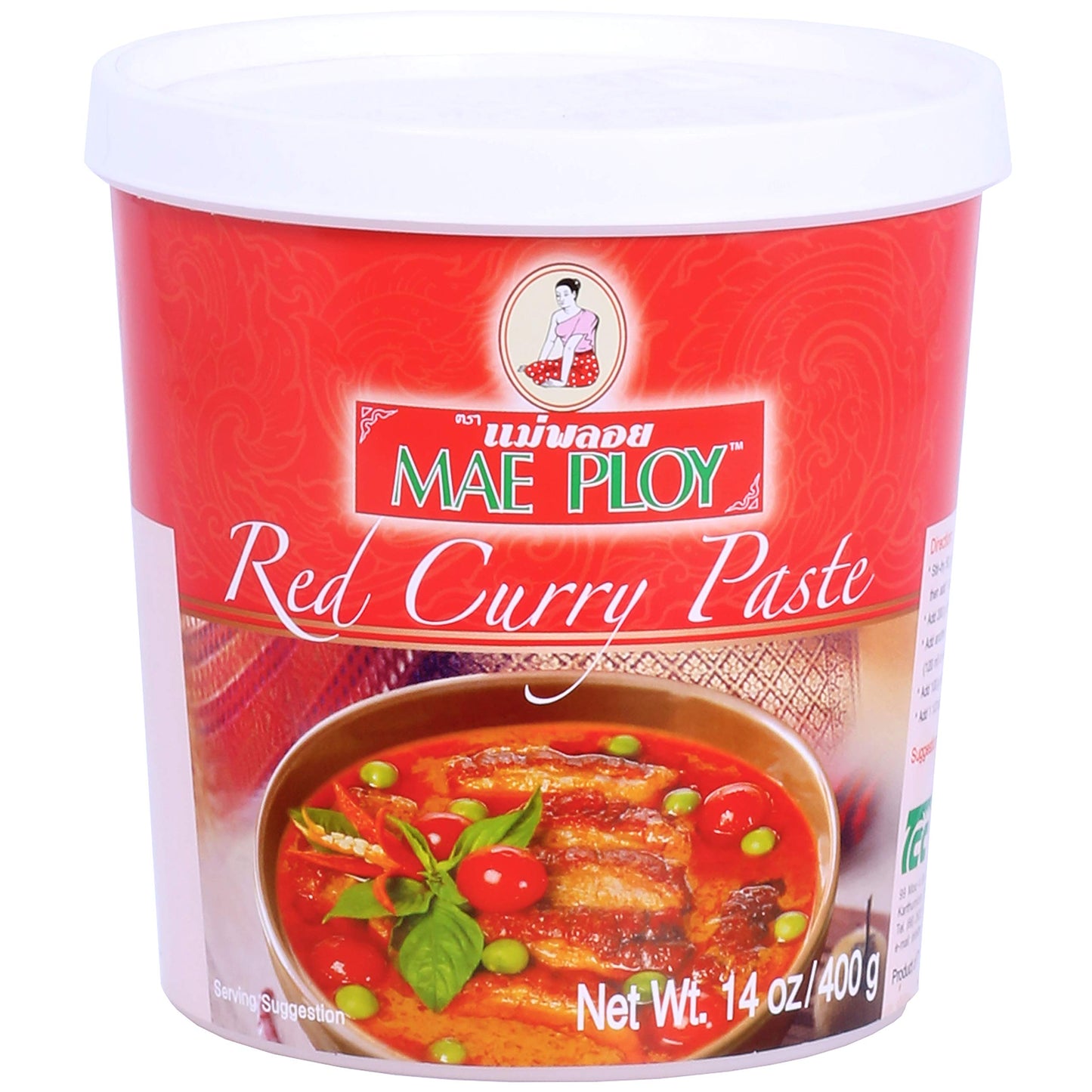Mae Ploy Red Curry Paste, Authentic Thai Red Curry Paste For Thai Curries And Other Dishes, Aromatic Blend Of Herbs, Spices And