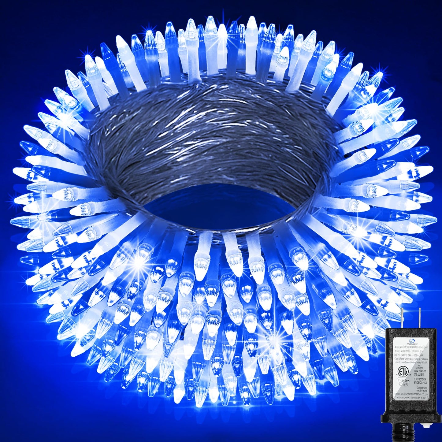 HRANBOTY 300 LED Christmas String Lights, 100 FT, Connectable, Timer & Memory, Blue & White, Indoor Outdoor Fairy Lights