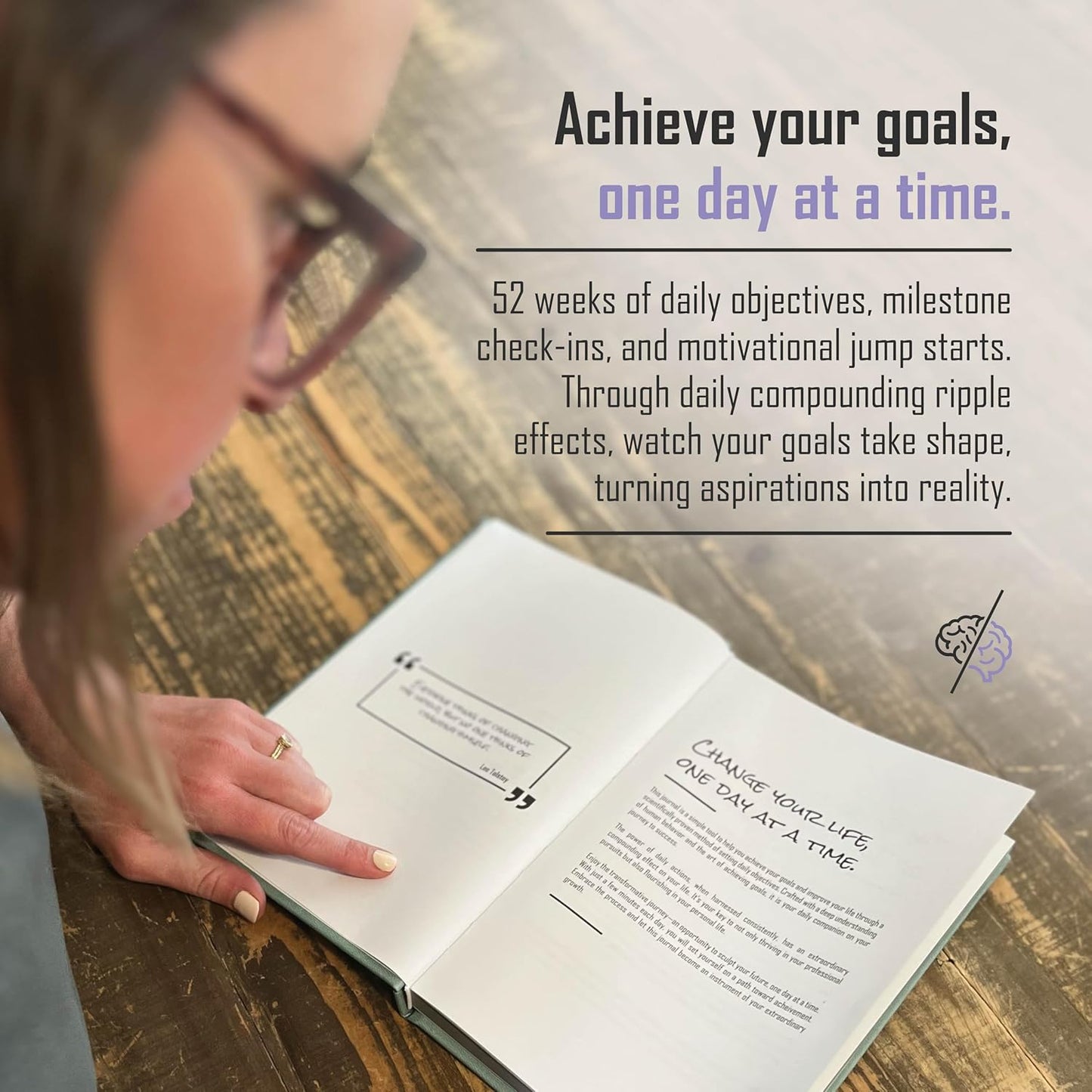 The Behavior Shift Daily Shift Goal Journal - Guided Journal for Goals, Productivity, Mindfulness & Self Care - Wellness Planner with Prompts for Men & Women - 52 Week undated Progress Tracker(Purple)