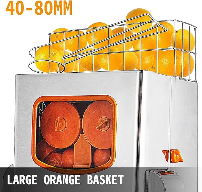 Commercial Juicer Machine, Orange Juice Machine with Pull-Out Filter Box Commercial Orange Juicer 22-30 Oranges Per Minute, 110V Juice Extractor, 120W Orange Squeezer with Acrylic Cover (E3)