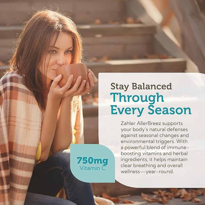 Zahler AllerBreez Immune System Support Formula with Vitamin C, Quercetin, Vitamin B5, MSM & Stinging Nettle - Seasonal & Year-Round Immune Support Supplement, Dhist Allergy Supplement (180 Capsules)