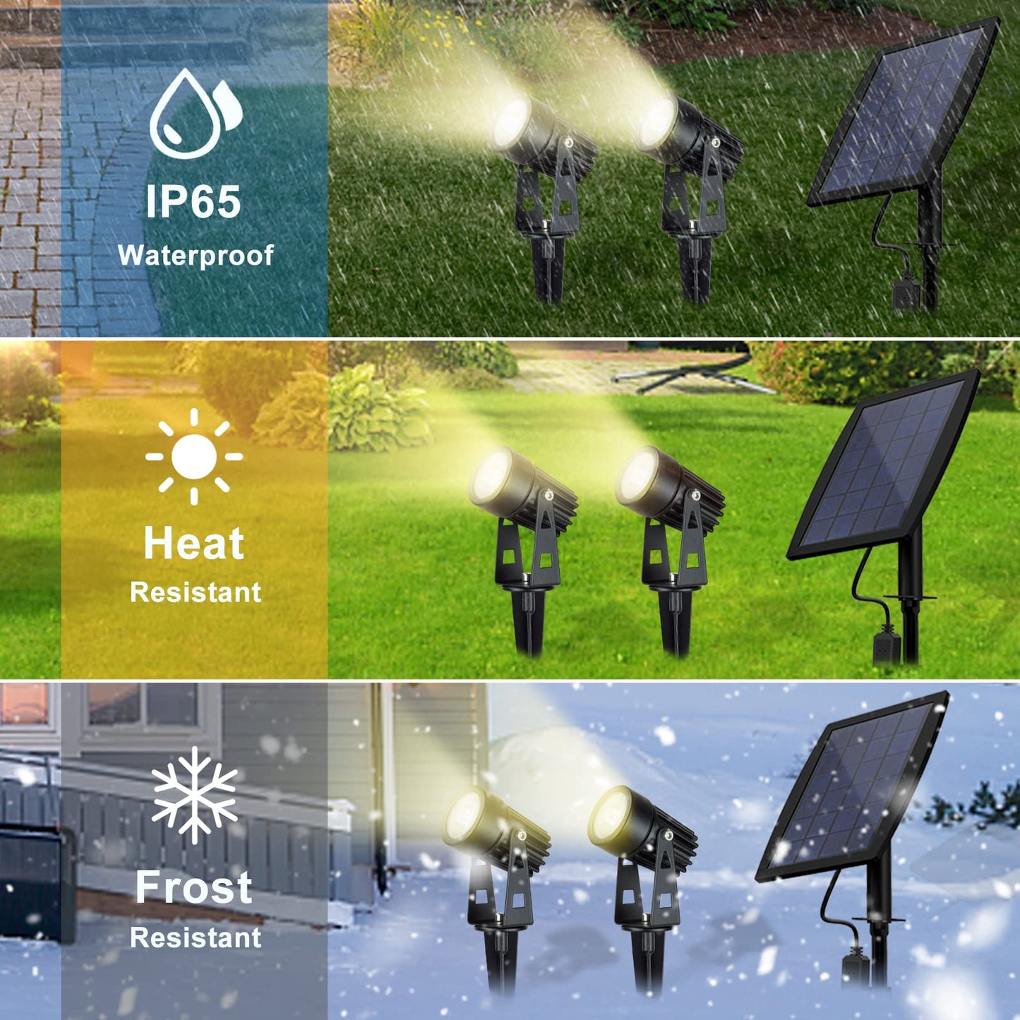 DINGLILIGHTING LED Solar Landscape Spotlights, 2-in-1, Warm Light, Model WS-FPS2-2B, Waterproof Outdoor Lighting for Yard and Garden