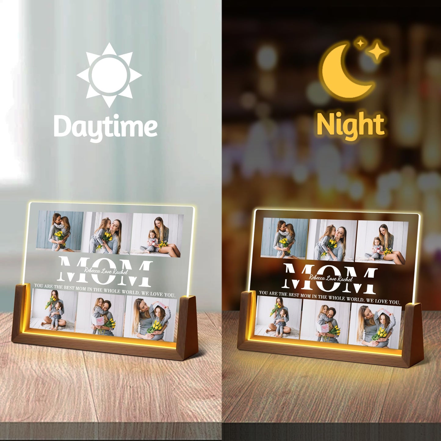 Maiwell Personalized Mothers Day Unique Gifts For Mom Grandma Wife  Custom Best Mom Gifts From Daughter Son Husband  Customized Picture Frame Night Light With Photo Text For Christmas Birthday Gift