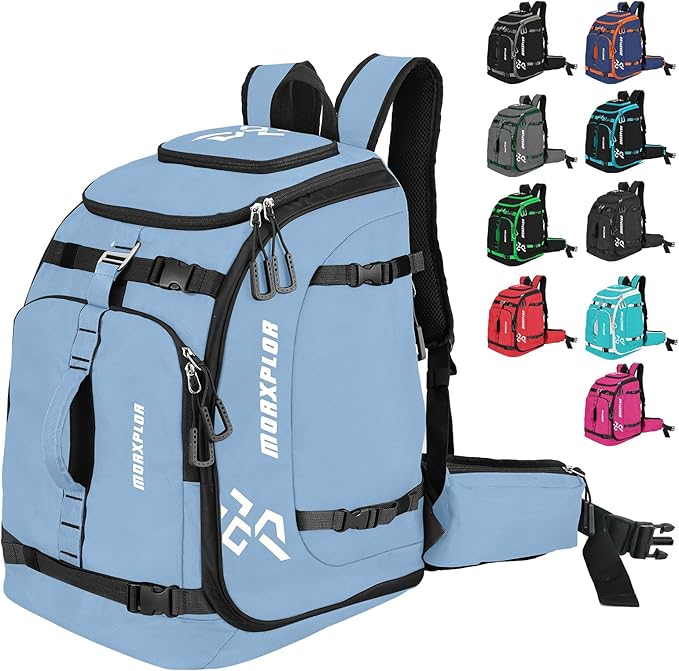 MORXPLOR Ski Boot Bag - 65L Padded, Waterproof Ski Travel Backpack for Gear & Accessories