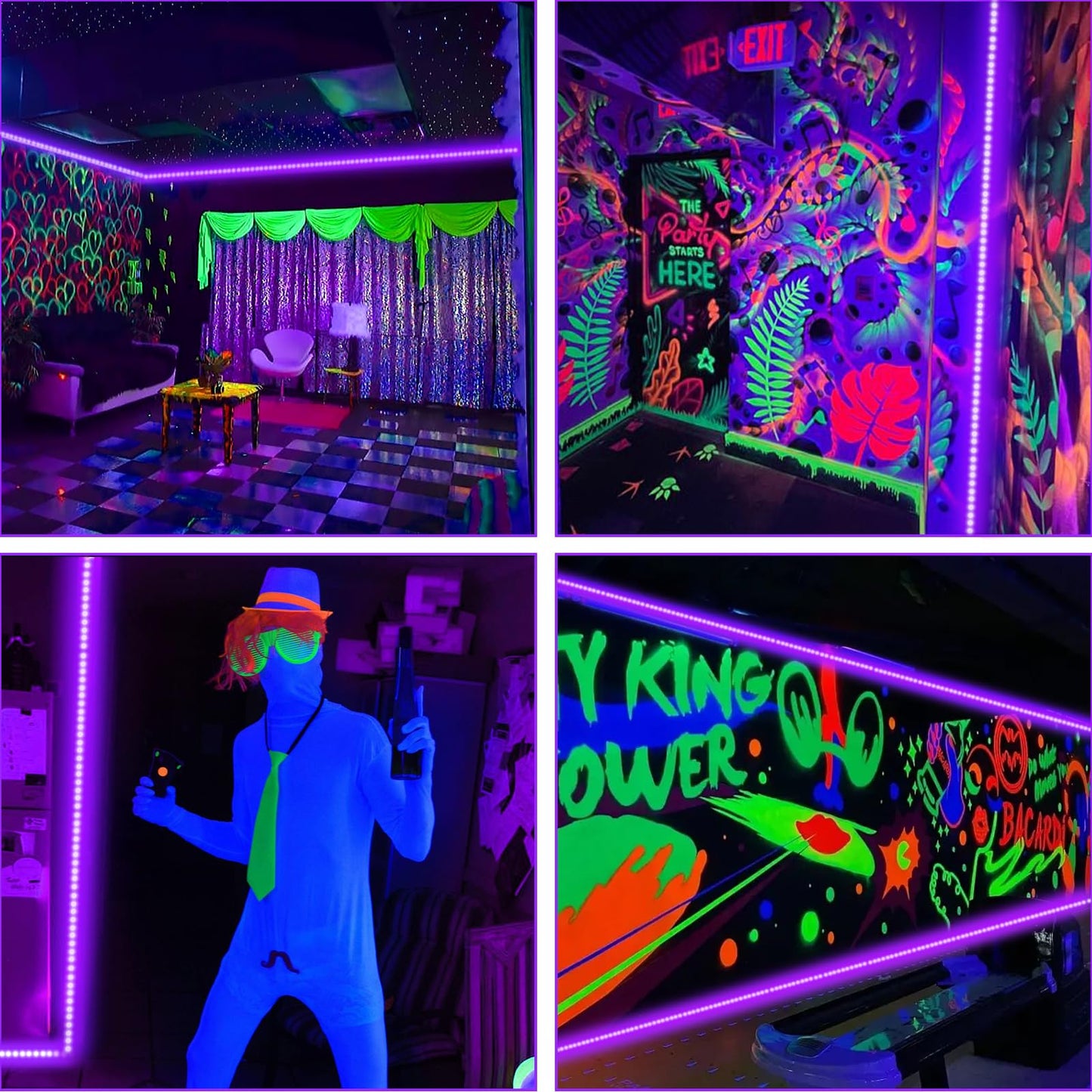 Shgpoda 50 Foot Black Light Strip & Remote  900Leds  Dimmable 12V Flexible Black Lights For Glow Party  Bedroom  Hallween  Fluorescent Tapestry Poster  3 Light Modes  Non-Waterproof