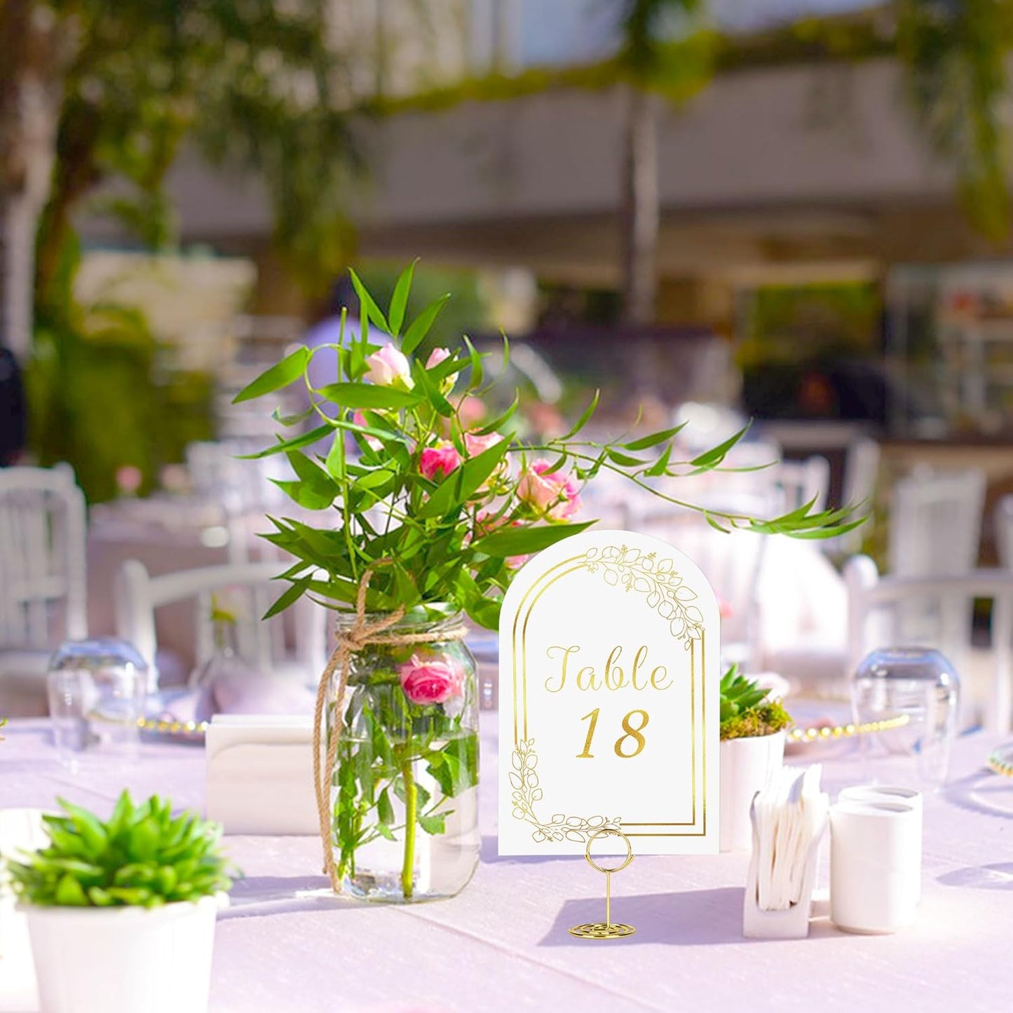 JOYIT 40 Sets Wedding Table Number 1-40 with 40 Pcs Table Number Holders, White Gold Table Number Cards with Place Card Holders, 4" x 6" Table Numbers for Wedding Reception and Birthday