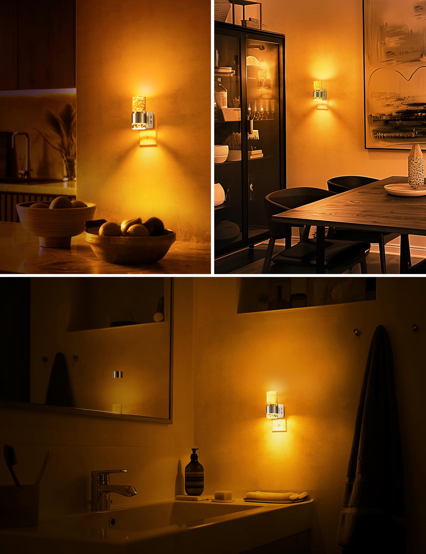 L LOHAS LED Night Light, Dimmable Plug-in, 2 Pack, Adjustable Brightness 0-100 LM, Amber, Model A-GY19707DCH2US-2
