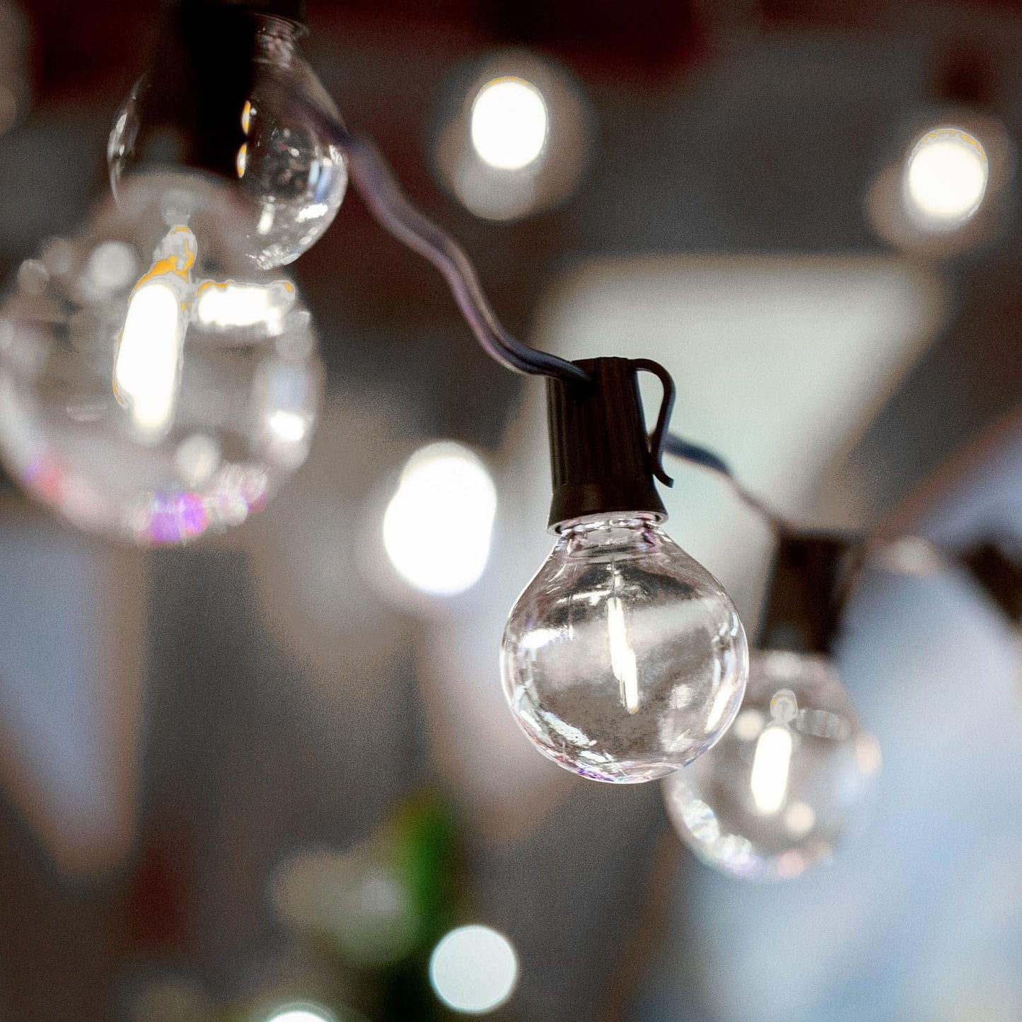 Novelty Lights 25 Pack Pure White G40 Led Filament String Light Bulbs  E12/C7 Candelabra Base  5 Watt Equivalent  Shatterproof Replacement Bulbs For Patios  Canopy Lighting
