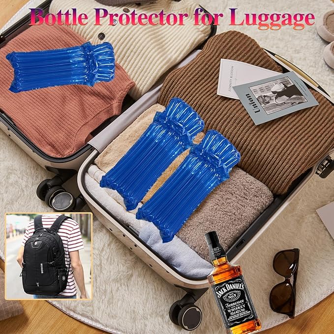 Wine Bottle Travel Protector Bags Blue Inflatable Wine Bottle Travel Sleeve 40 Packs Reusable Wine Shipping Sleeves with Inflator Pump