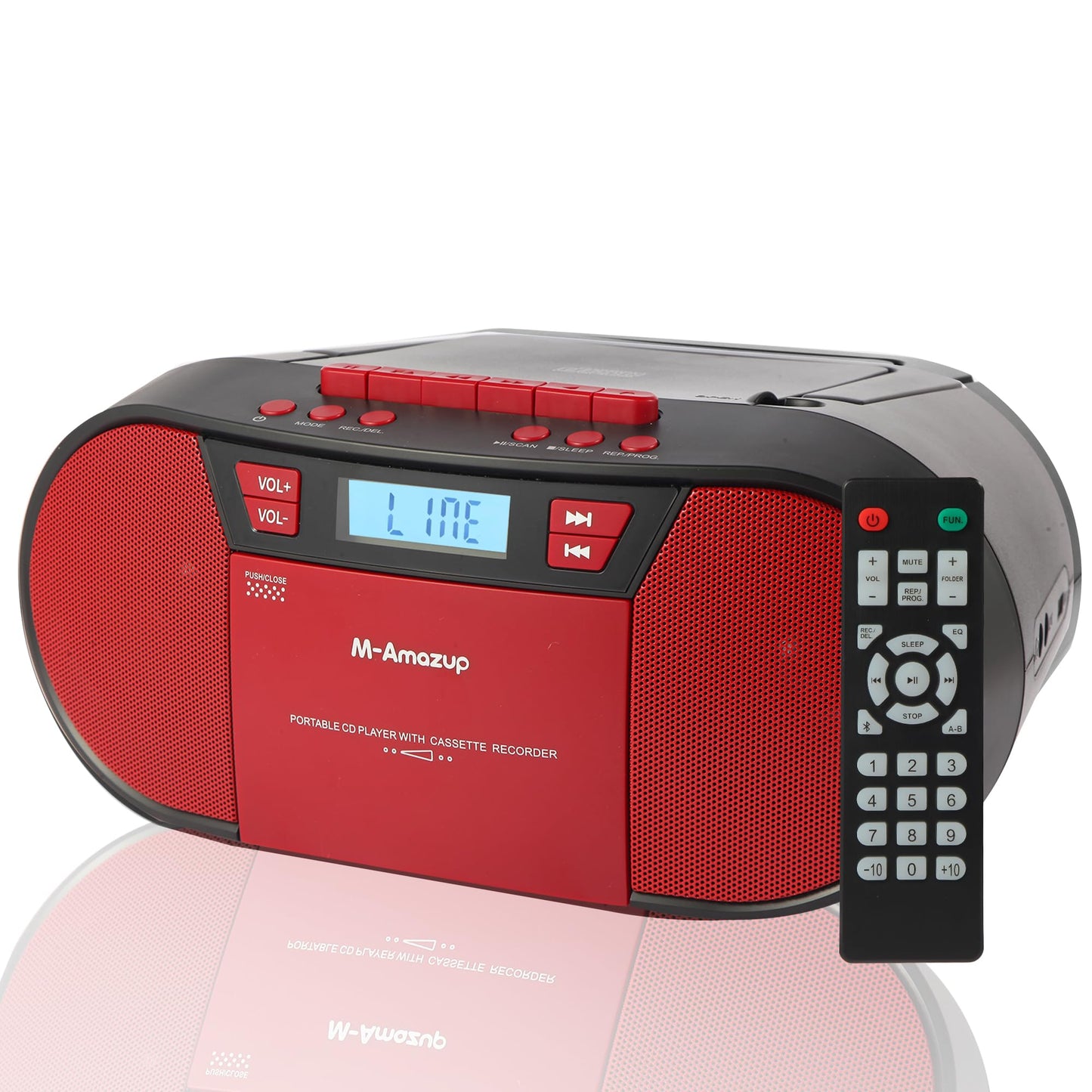 M-Amazup Boombox Cd Player Portable, Cassette Player Combo With Cd Mp3 Bluetooth Aux Tf Usb Fm Radio Ac/Dc Powered, Boom Box Wit