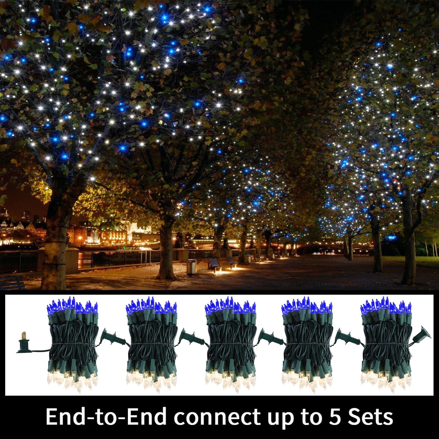Lamphome Blue Clear Christmas String Lights  100 Ct 20Ft Incandescent Mini Fairy Lights Set  Ul Certified Green Wire Lights For Indoor Outdoor Halloween Holiday Home Xmas Tree Patio D?Cor