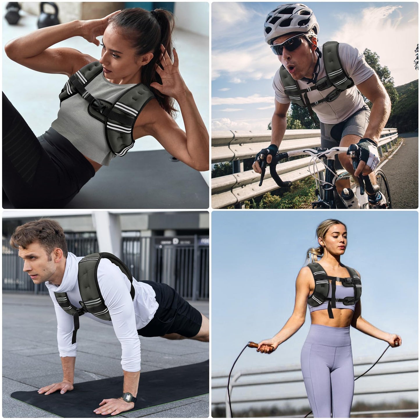 Zeerun Weighted Vest for Women & Men with Reflective Stripe and Adjustable Buckle, Comfortable & Durable Rucking Vest for Walking, Running & Strength Training, 6LBS-Gray