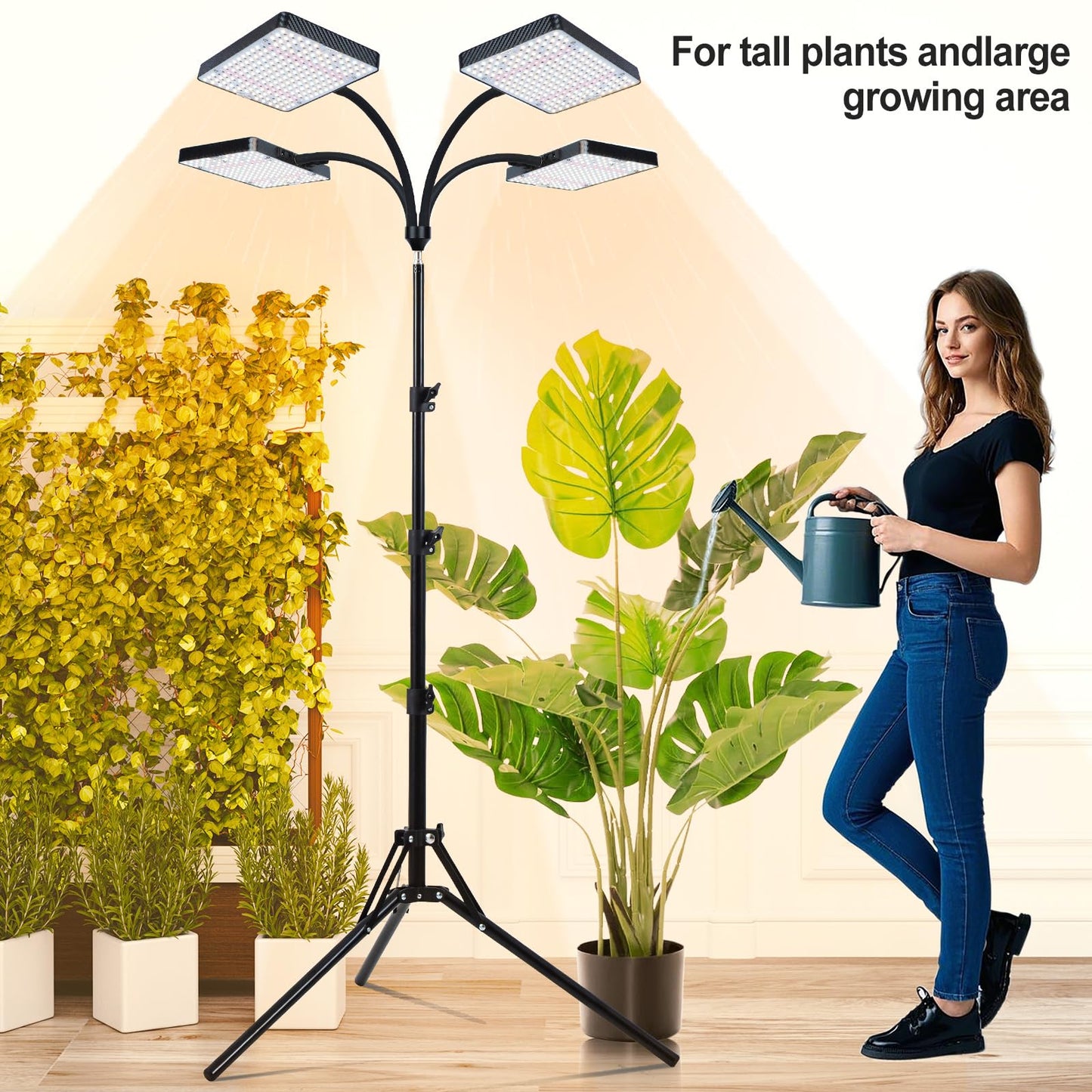 Grow Light With Stand  Orchbloom Grow Lights For Indoor Plants 100W  Natural Sunlight Full Spectrum Plant Growing Lamps For Houseplants & Bonsai Tree  4/8/12 Hr Timer Plant Light Auto On/Off Everyday