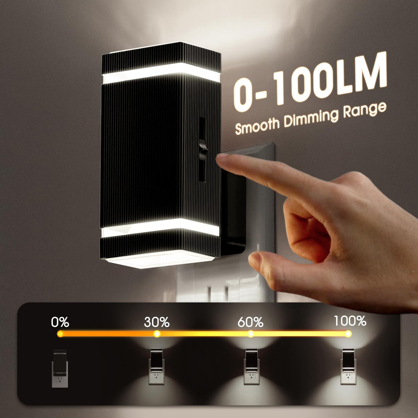 Briignite Red Motion Sensor Night Light, Dimmable LED, 2 Pack, Plastic, Black-5000K, Model ABRGY09103US-2