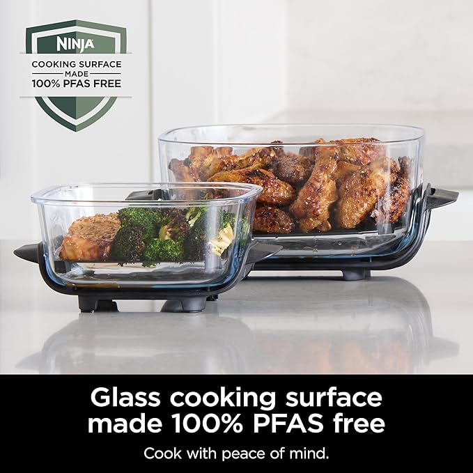 Ninja Crispi 5-in-1 Portable Glass Air Fryer, 4-QT, 2.5-QT & 6-Cup Glass Containers with Crisper Plates & Storage Lids, Microwave, Freezer & Dishwasher Safe, British Racing Green, FN103BF
