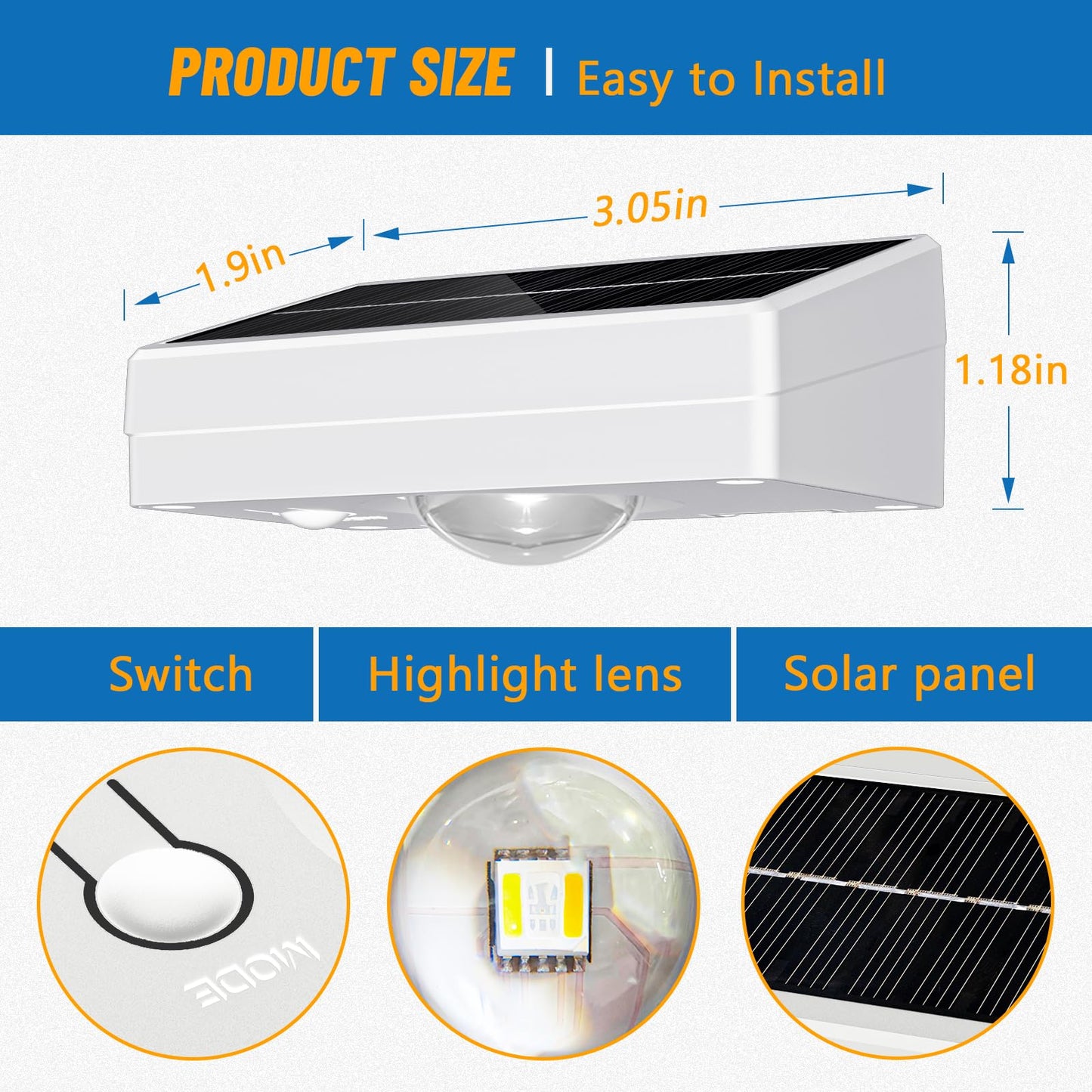 Niorsun Solar Fence Lights Outdoor Waterproof Warm & Cool White Rgb 8 Pack Led Spot Lens Deck Lights 9 Mode Solar Powered Wall Lighting Decor For Outside Patio Step Backyard Railing Pool White