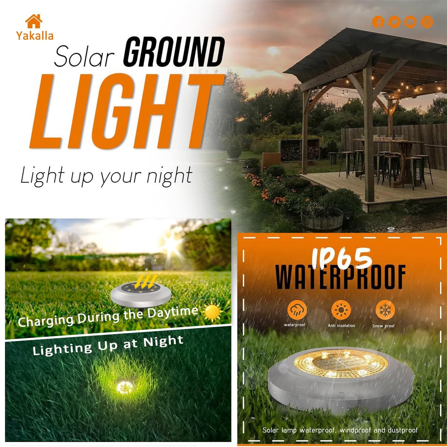 Yakalla Solar Lights Outdoor 8 Pack Solar Garden Lights For Pathway Yard Deck Lawn Patio Walkway Driveway Step(Multi-Color)
