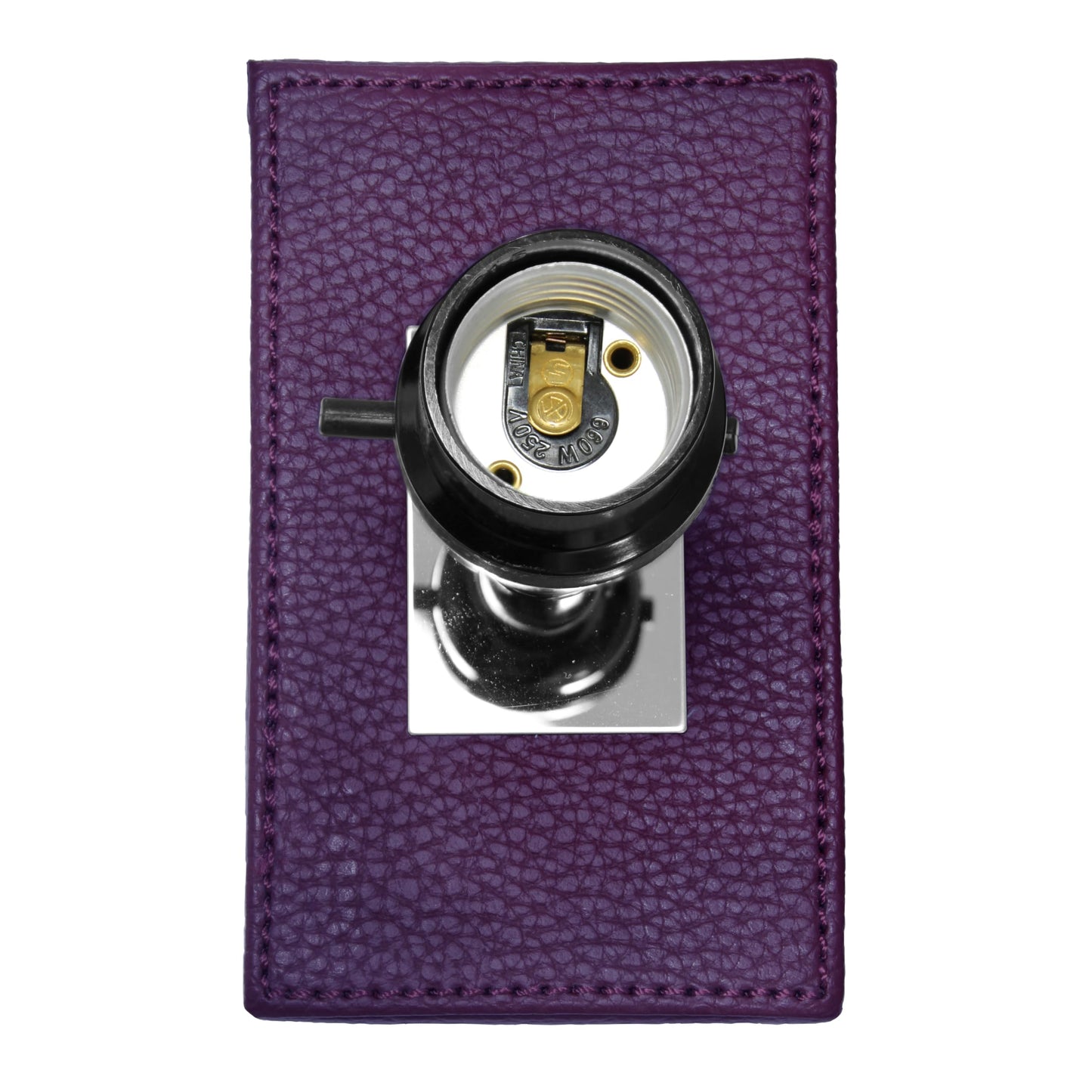 LALIA HOME 21in Leather Base Bedside Table Lamp, Eggplant Purple Fabric Shade, Modern Design for Living Room, Bedroom, Office, Model LHT-3008