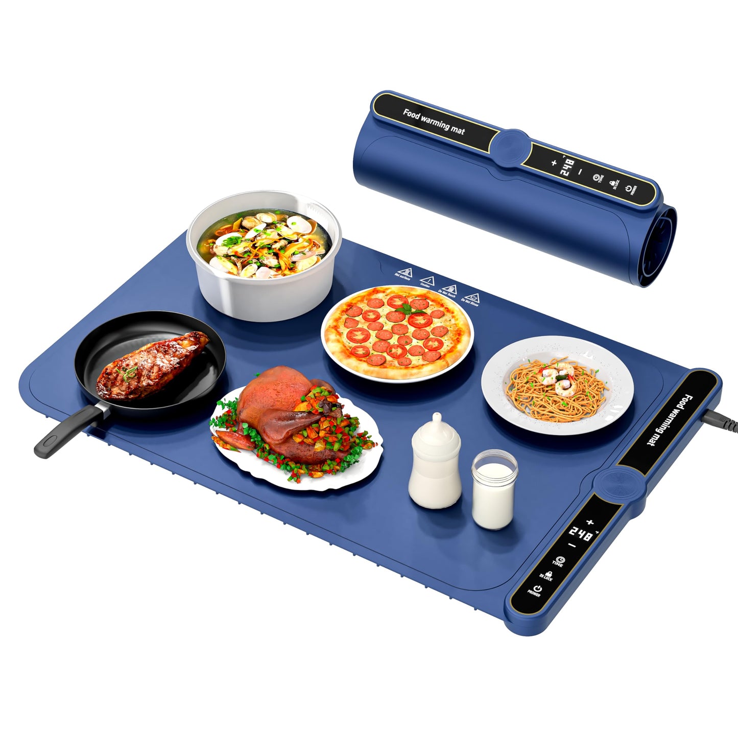 LYSXP 2025 Food Warming Mat, 15x23.6Inch 9-Level Temperature Adjustment, Multi-Functional Food Heater for Parties and Daily Use (Blue)