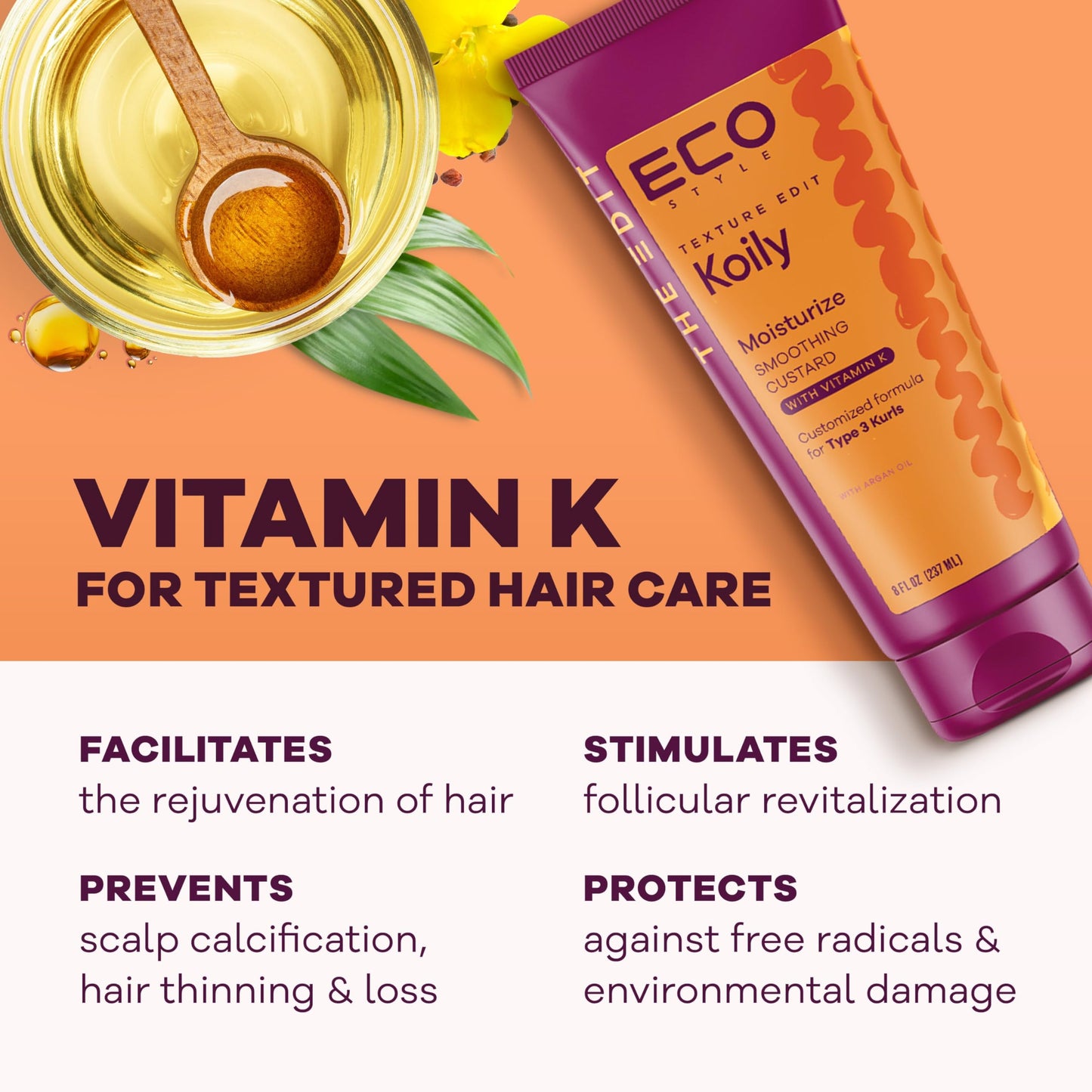 Eco Style, Texture Edit, Koily Moisturize Smoothing Butter for Type 4 curly hair - A sulfate-free, ultra-rich curly hair conditi