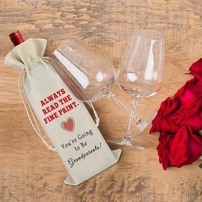 Gfhzdmf Grandparents Gift Wine Bag Godmother Gift Pregnancy Announcement Baby Reveal Gifts for Parents Wine Gift Bag Birthday Gift for Mother Father Reusable Wine Wrap Bag