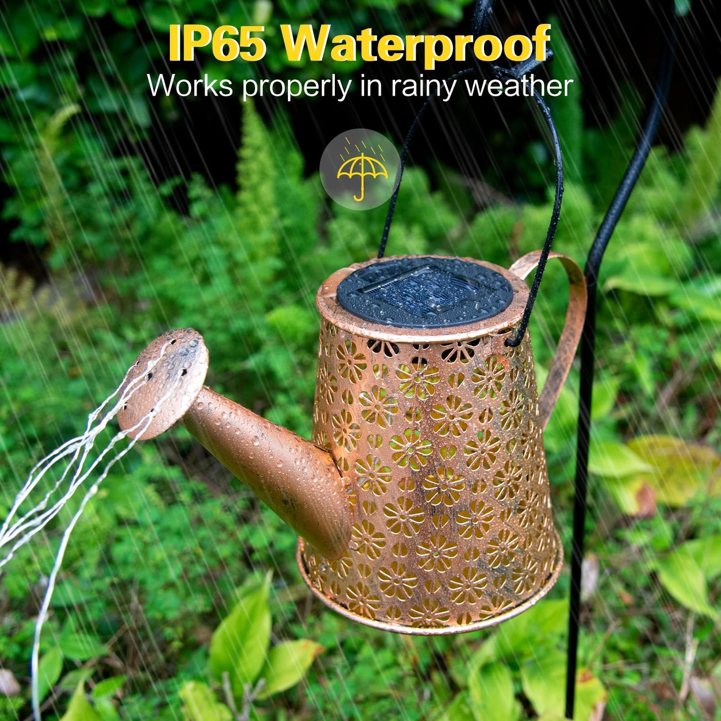 Enriprt Solar Watering Can Lights - Copper Ip65 Waterproof Lantern For Garden & Pathway, Model Kj023, Outdoor Decor, Great Gift Idea