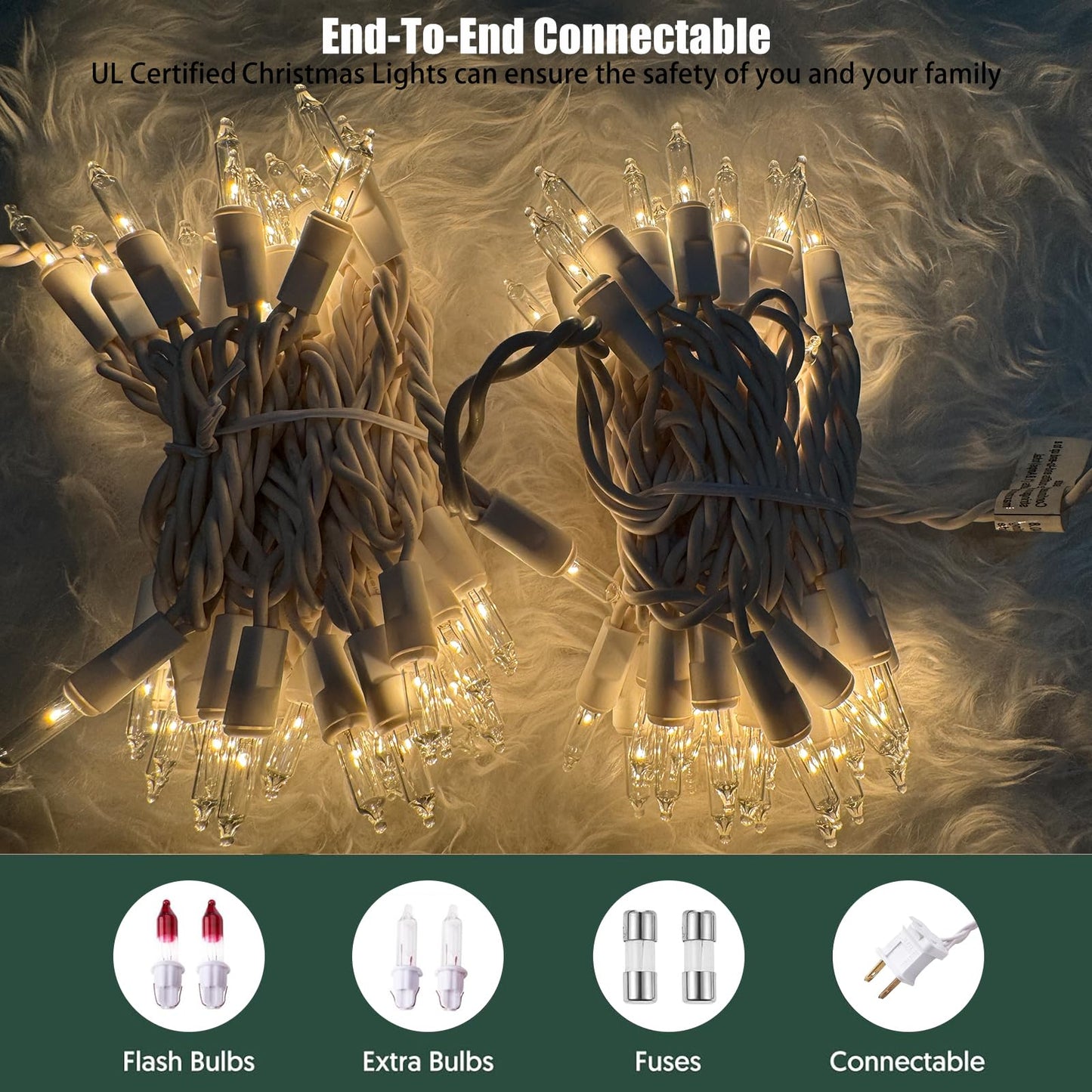 Christmas Lights 100 Count Clear Christmas Tree String Lights With White Wire For Outdoor Indoor Christmas Decorations Wedding Decorations Valentines Day Decor Ul Certified (21Feet)