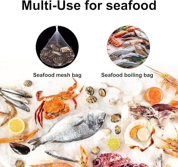 100Pcs Produce Mesh Bags,20 Inch Seafood Boil Bags Packing Supplies Net,Reusable Mesh Nylon Netting Bulk Storage Bag for vegetables Storage Fruits Seafood and Other Agricultural Products(White)