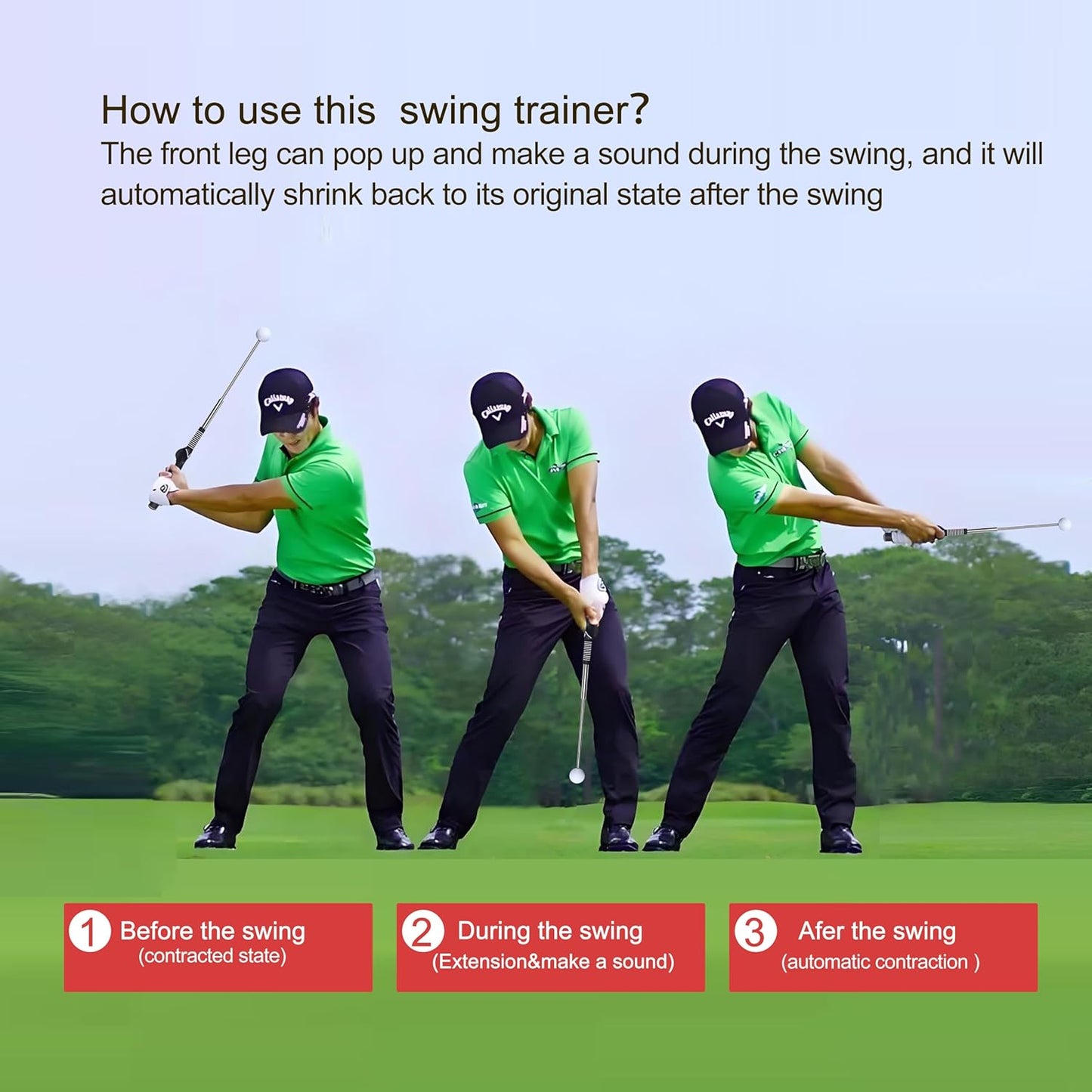 Retractable Golf Swing Training Aid, Rhythm Click Sound Warm-up Golf Swing Trainer, Golf Grip Trainer, Golf Training aid Indoor and Outdoor Golf Equipment for Beginners and Professionals