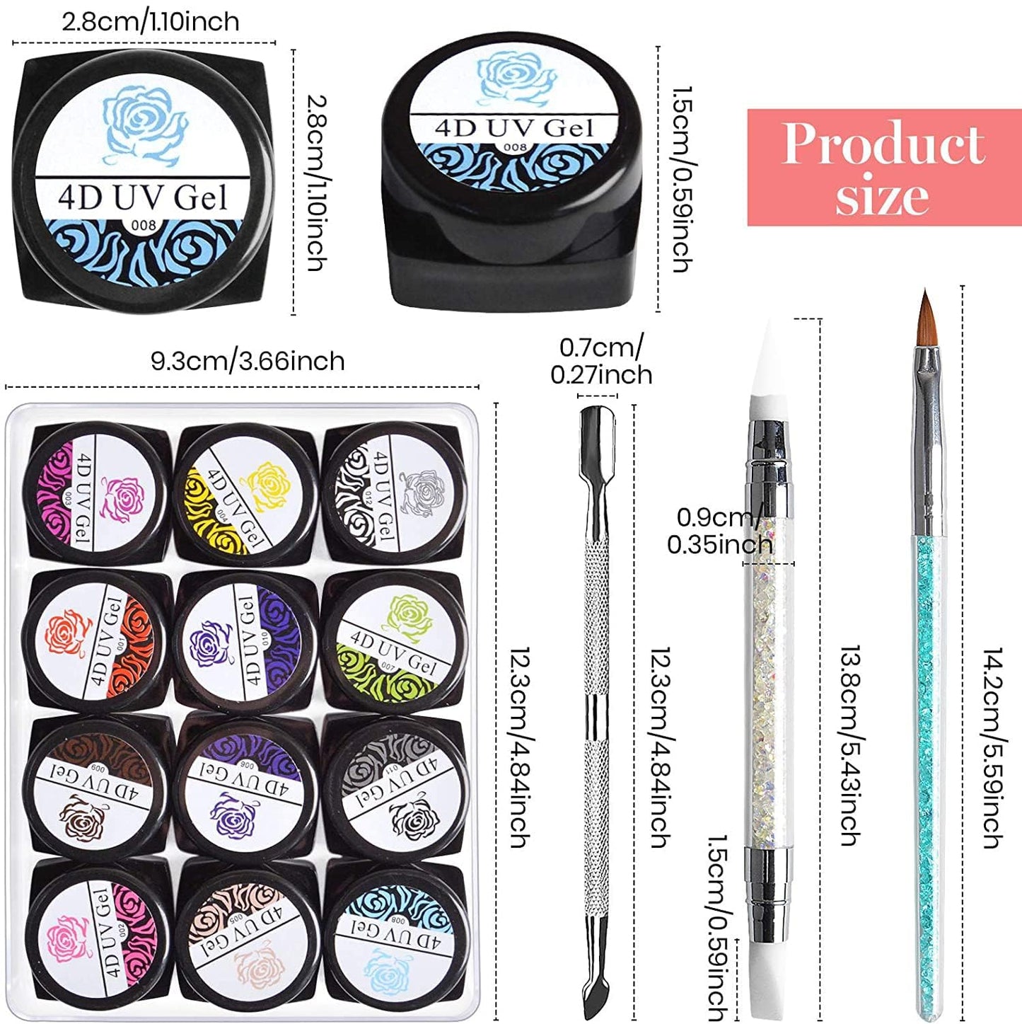 EBANKU 12 Colors Sculpture Painting Nail Gel Set, 3D Nail Carved Gel Sculpture Creative DIY Decoration Painting Glue with Tools,