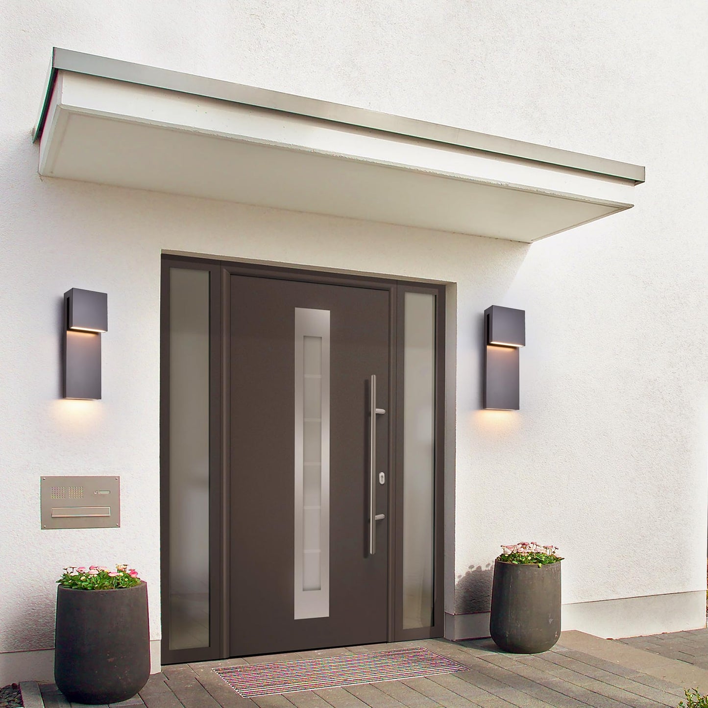 Tarentlight Outdoor Wall Lights Modern Exterior Lighting Fixtures  3000K Integrated Led  Wall Sconce Lighting 2 Packs  Bronze Outside Wall Mount Lights For House Front Door Porch Garage Patio