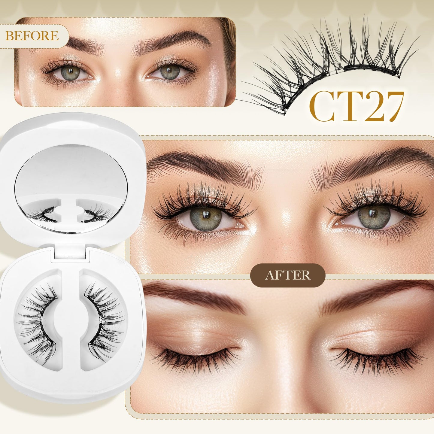 LASHVIEW Magnetic Eyelashes Natural Look, Reusable Manga Magnetic Lashes Kit with Applicator, No Glue Needed Magnetic Eyelashes