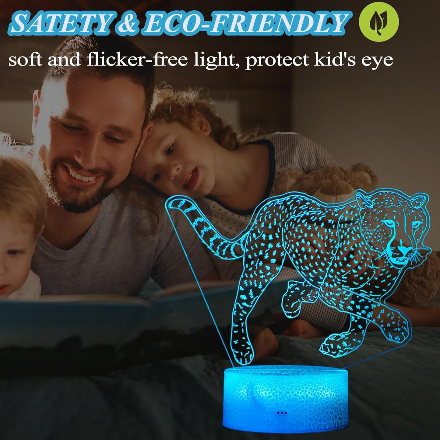 Cheetah Night Light, Cheetah Lamp, Cheetah Gifts 3D Illusion Lamp with 16 Colors Changing, Timer, 4 Flash Modes and Dimmable, Kids Boys Girls Room Decoration, Holiday Xmas Gifts