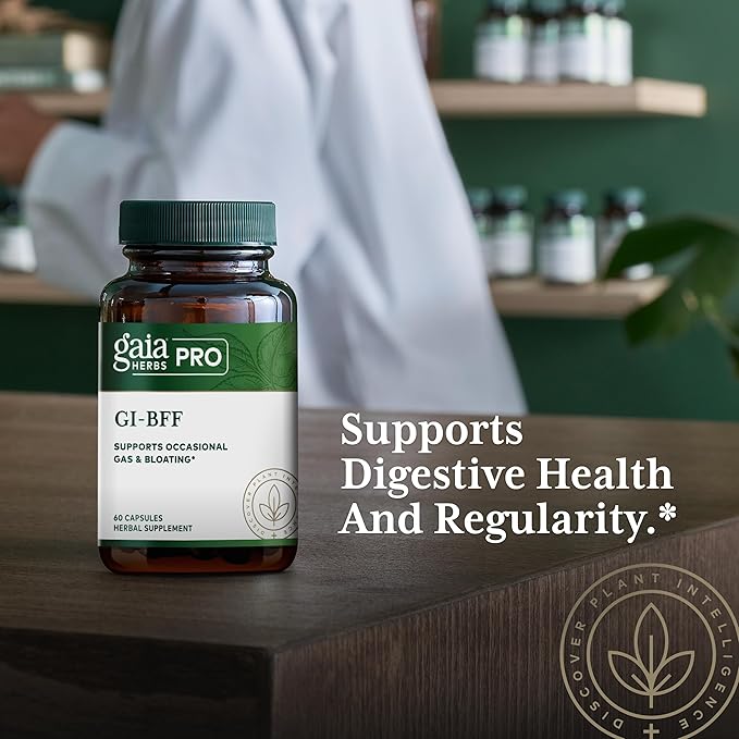 Gaia Herbs Pro GI-BFF Digestive Health Support Supplement* - GI Health Supplement with Organic Fennel & Cinnamon Bark - Benegut for Occasional Gas & Bloating* - 60 Powder Capsules (60 Servings)