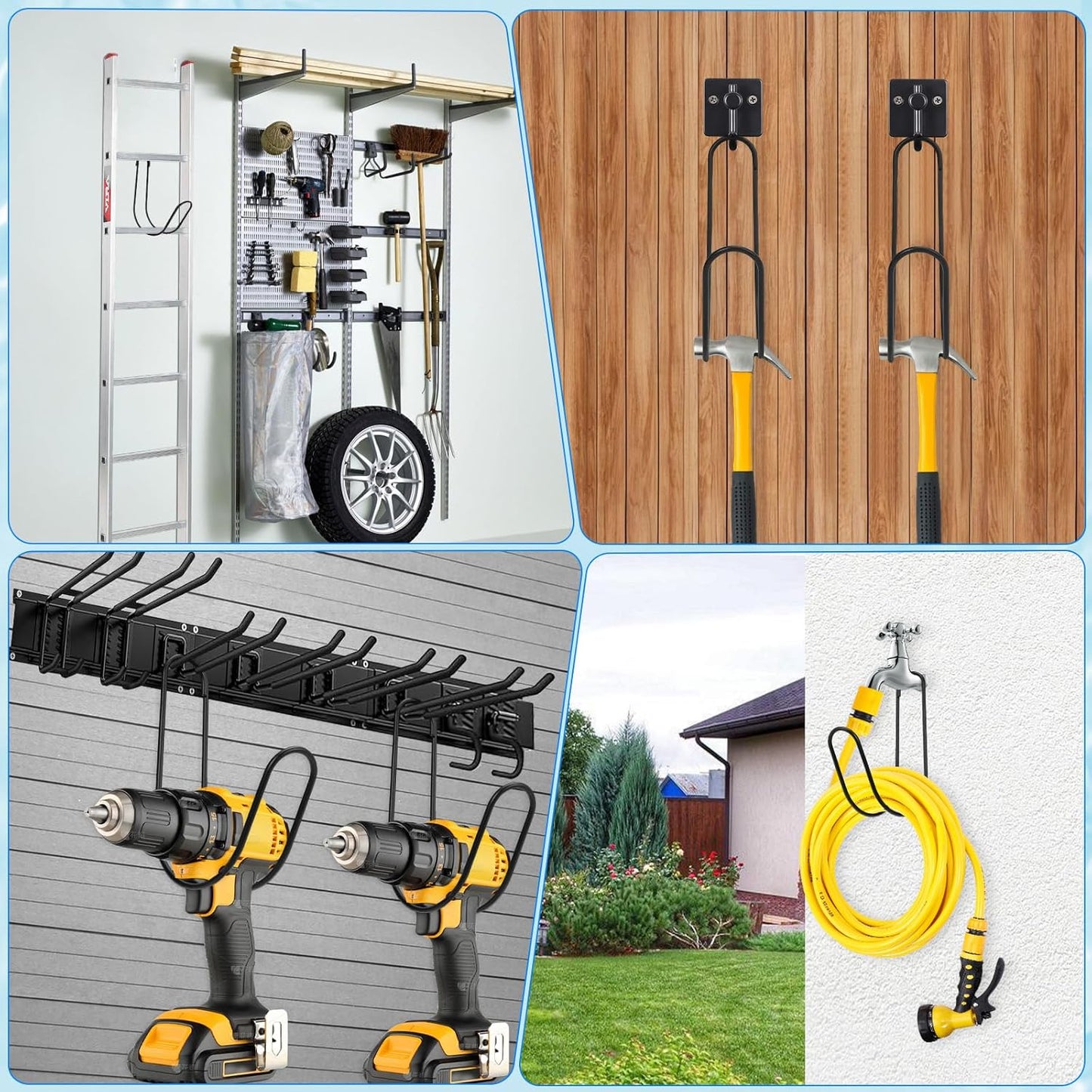 Garden Hose Storage Hook Water Hose Holder Hose Hanger,304Stainless Steel Solid Hose Hook Holds Up to 50Ft Hose Perfect for Garage, Garden, Tool Room(Matt Black 1pcs)