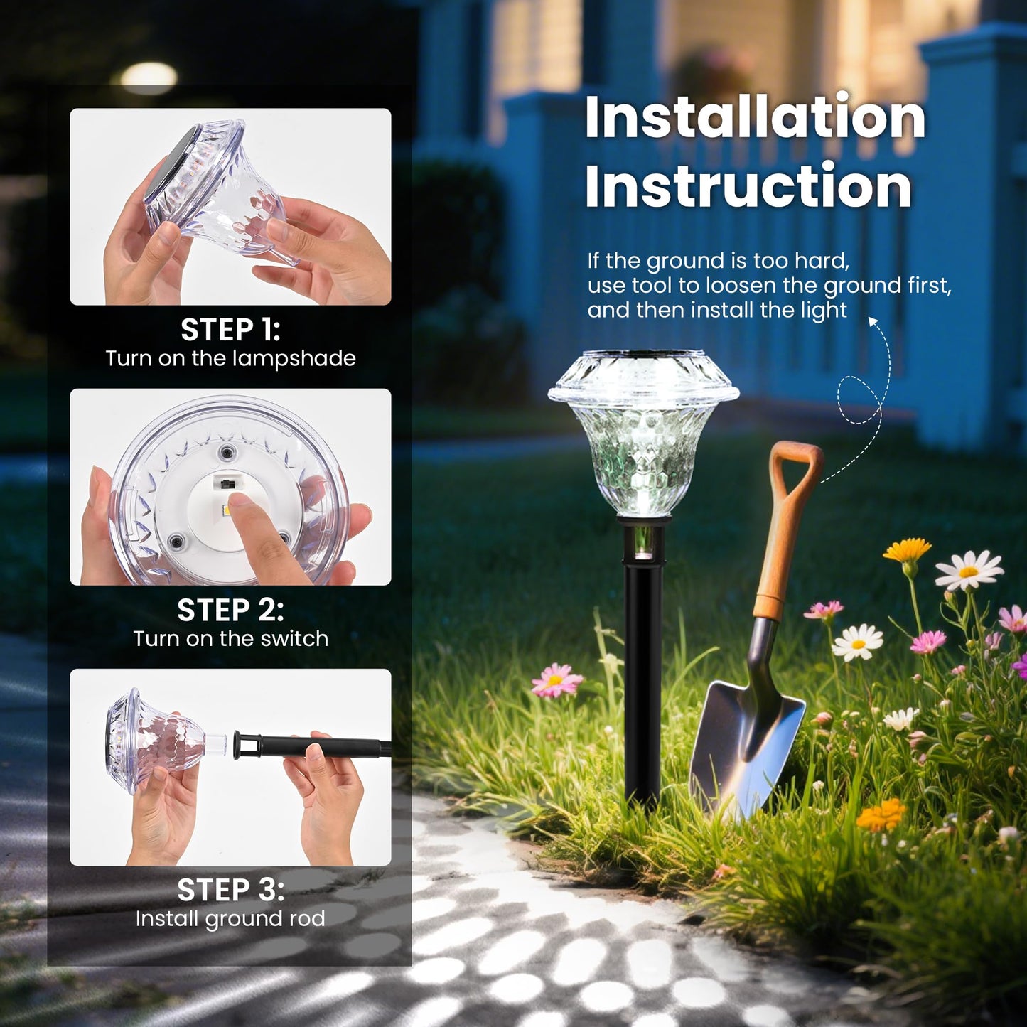Patiopia Solar Pathway Lights Garden Decor For Yard  Solar Garden Lights For Outside Waterproof Landscape Lighting  Garden Decorative For Walkway  Driveway  Yard  Landscape  Lawn (6 Pack Cold White)