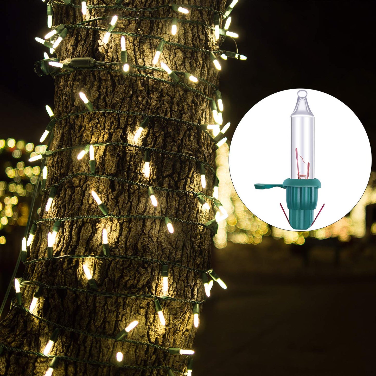 Ruisita 120 Count Mini Christmas 2.5 Volt Replacement Light Bulbs With Base  170 Ma  0.42 Watt For Christmas Trees Decorative Light (Clear And Green)