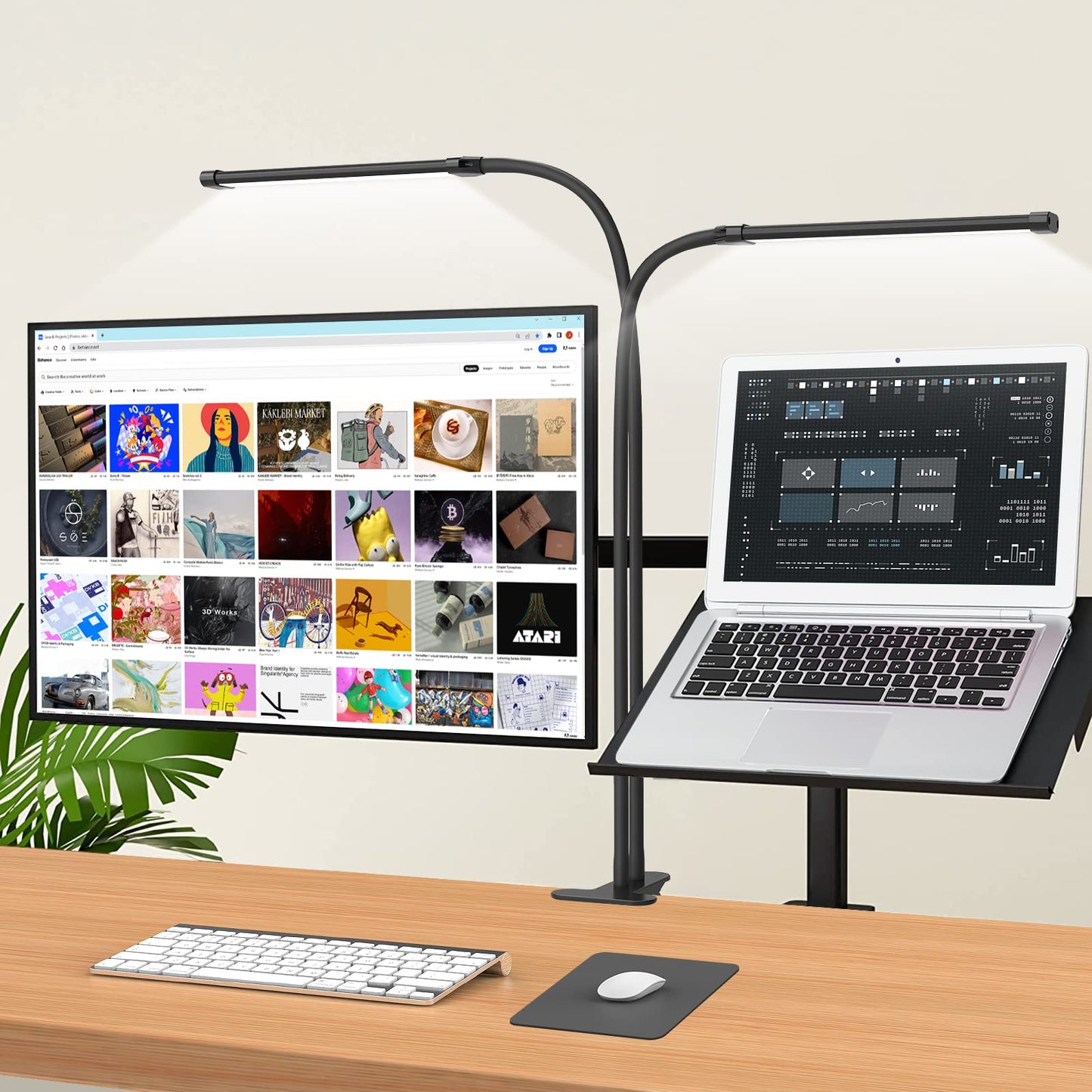 iZELL Desk Lamp, LED Tube, Flexible Gooseneck, Clamp, Black, Model TBL722-BK