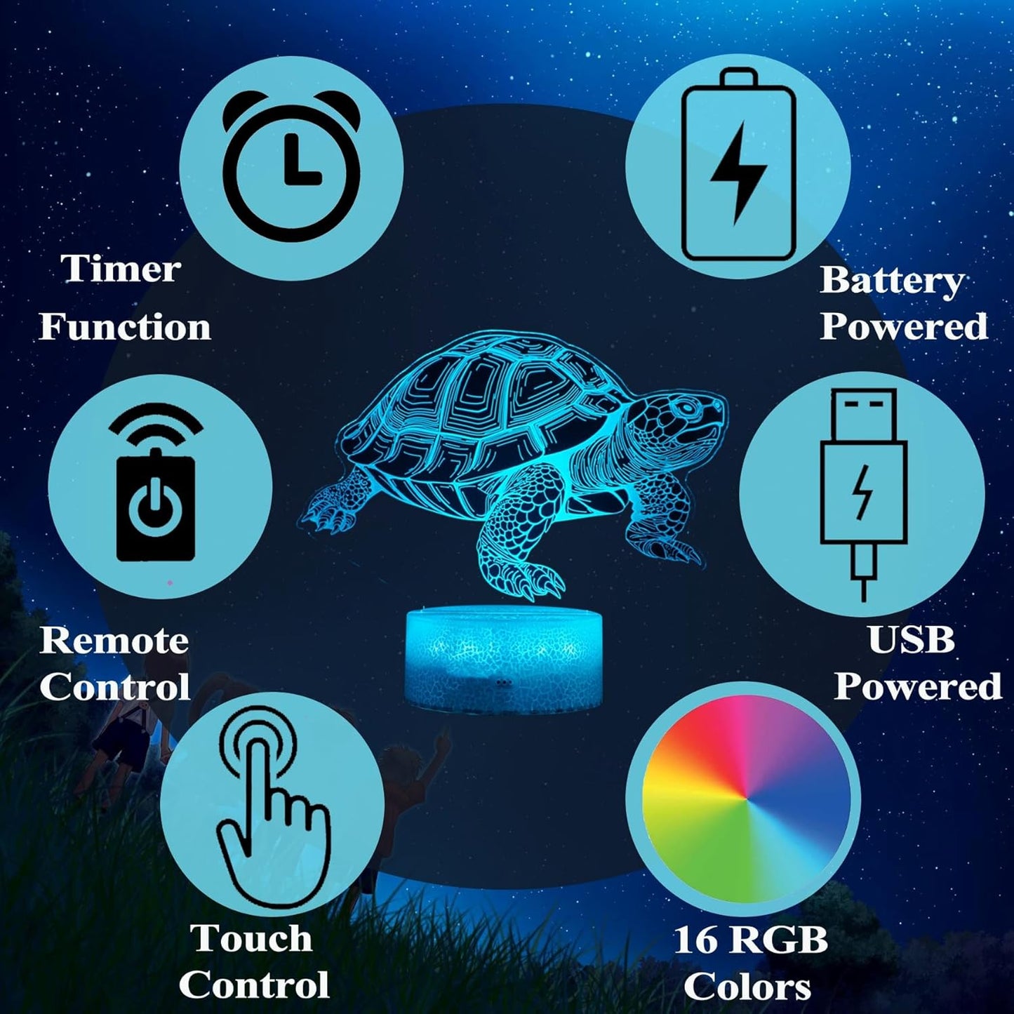 Tortoise Gifts for Men, Turtle Night Light with Remote Control, 16 Colors Changing, Timer, RGB Flashing Mode and Dimmable, Tortoise Gifts Stuff for Men Christmas Decor