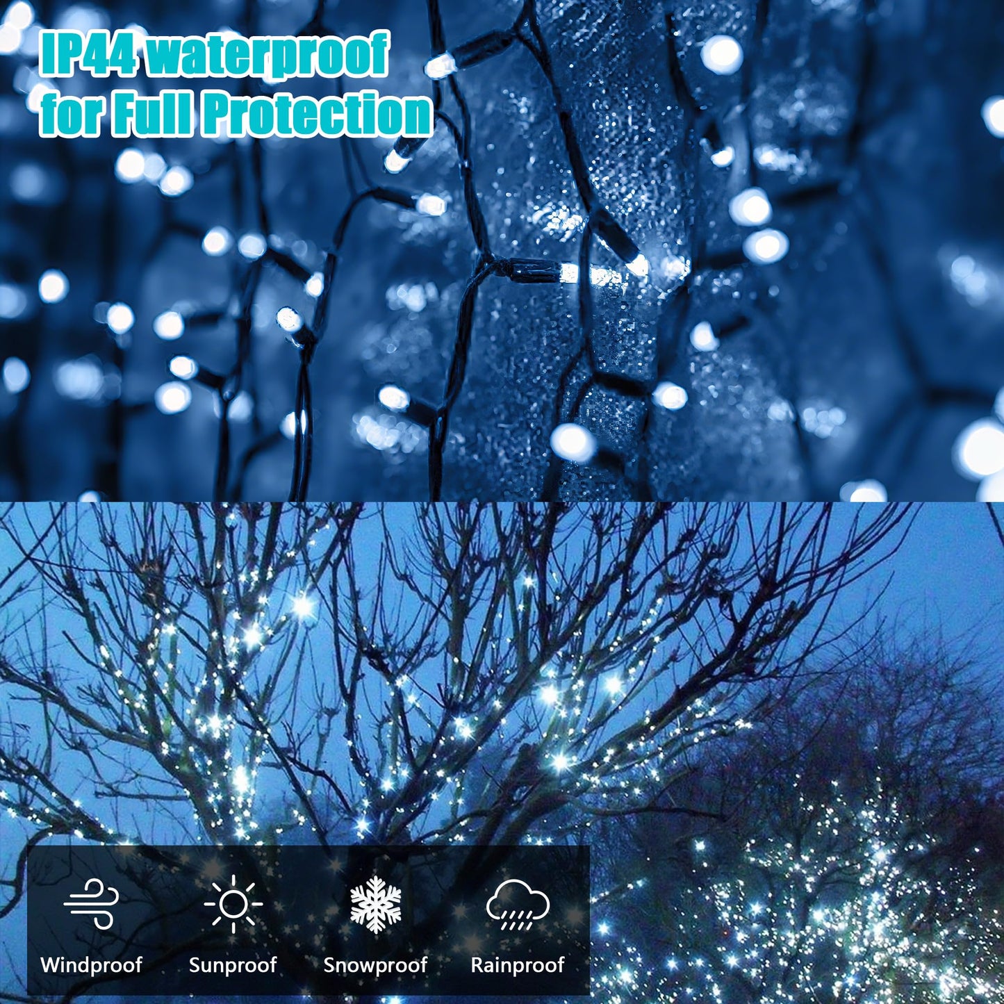 BHCLIGHT Connectable String Lights 100 LED 33Ft Cool White Indoor Outdoor Green Wire Model GP-SW290DC0209-IP44