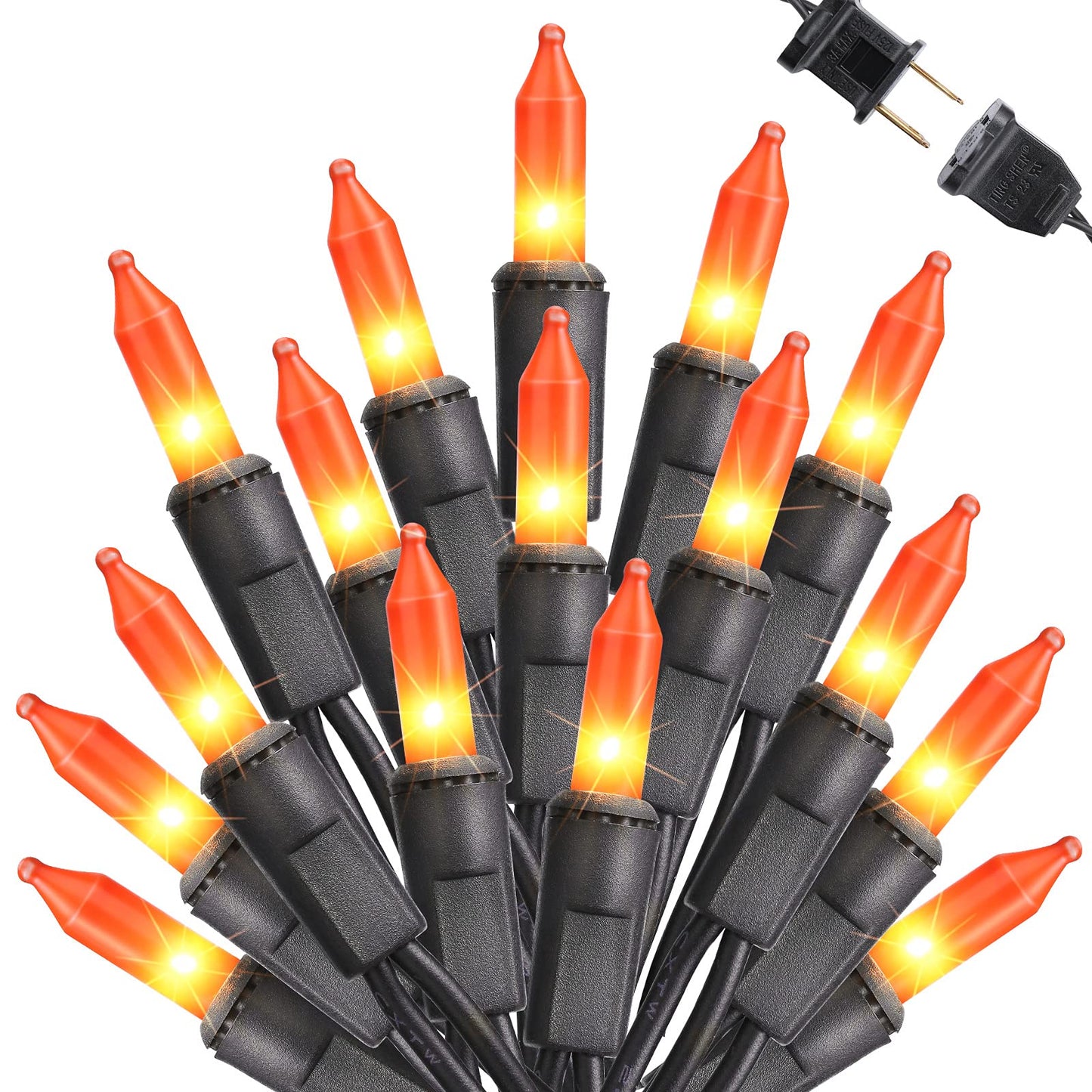 Toodour Halloween String Lights, 25ft 100 Count, Incandescent Mini Bulbs, UL Certified, Orange, Model ZF-100-2/SB