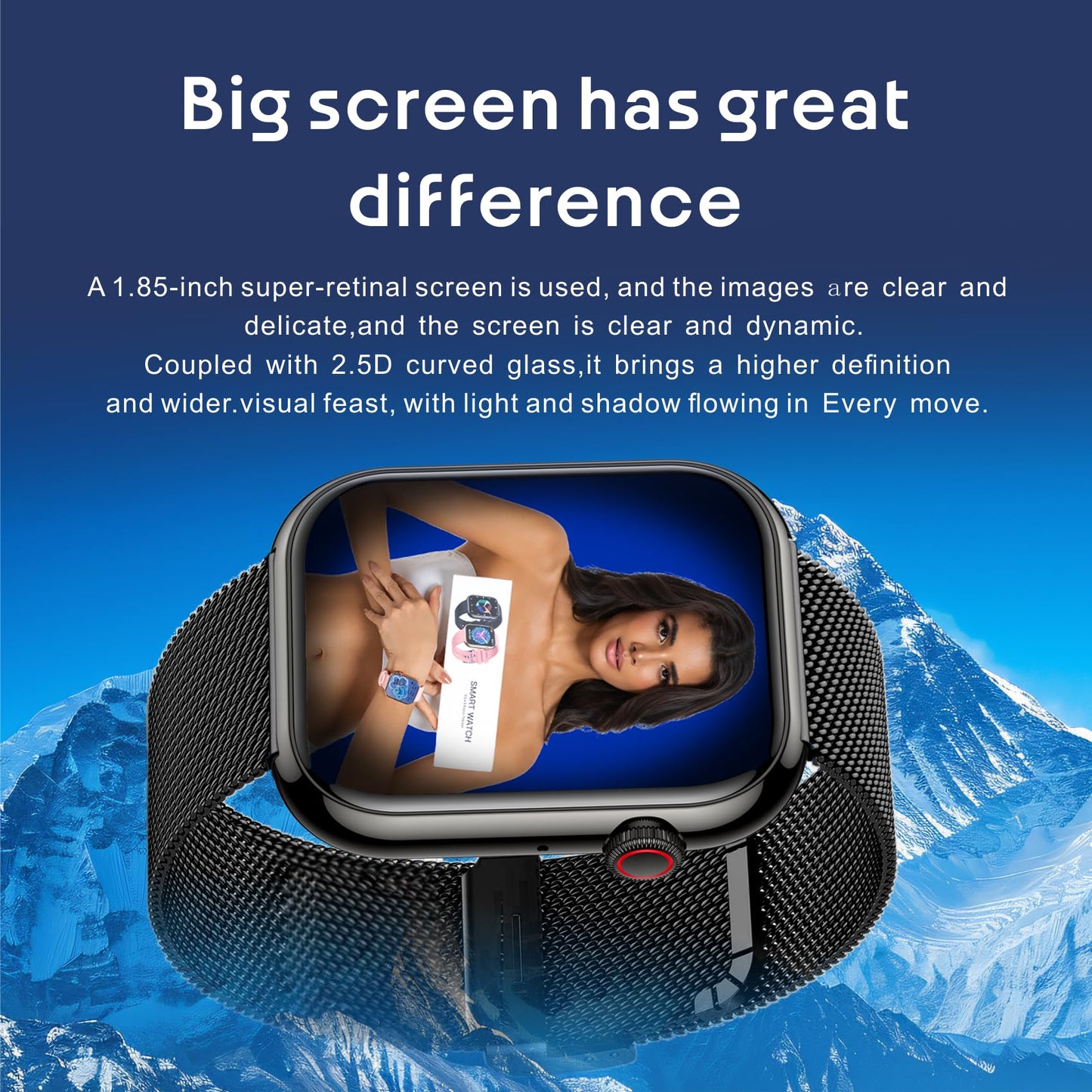 Men's Women's Smart Watch Pro，1.85-inch high Definition Screen/*Bluetooth Call, Blood Pressure,Fitness Tracker Smart Sports Watch for Android Phone/iPhone Compatible