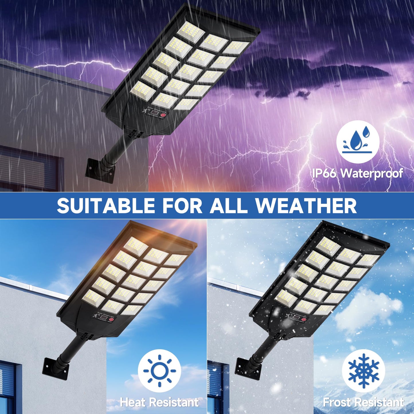 Aqraou Solar Street Lights Outdoor, Dusk to Dawn, Motion Sensor, Remote Control, 2-Pack, Black, Model Aqraou01